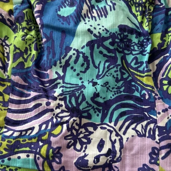 Lilly Pulitzer Blue Paisley Cat Print Mini Romper Dress A17.  Cattitude dress😻 - Picture 4 of 8